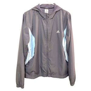 Adidas Grey Full Zip Hooded Windbreaker Jacket L